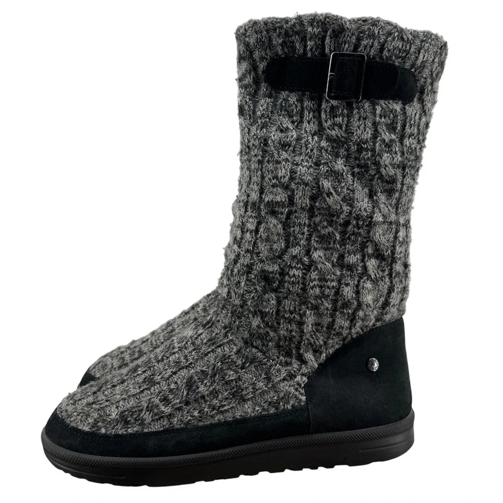 ABEO Kenora‎ Charcoal Cable Knit Suede Winter Boots Gray Black Women's Size 10